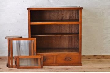アンティーク家具　アンティークモールガラス引き出し付き収納棚(食器棚)