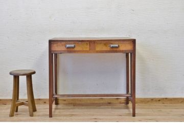 アンティーク家具　古い木味の引き出し付きアンティーク平机(テーブル)
