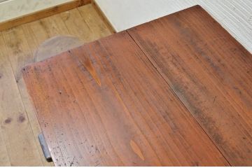 アンティーク家具　古い木味の引き出し付きアンティーク平机(テーブル)