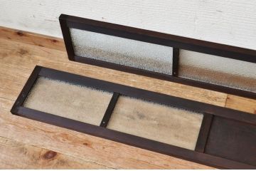 古い木のダイヤガラス明り取り2枚セット1　(ガラス欄間)