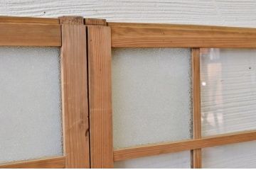 古い木味のダイヤガラス引き戸4枚セット　(ガラス戸)