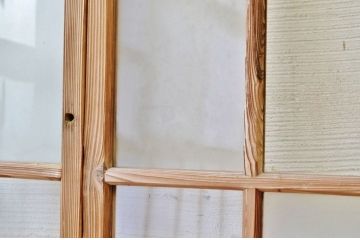古い木味のアンティークガラス戸2枚セット(引き戸)