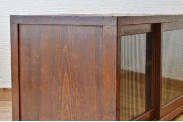 アンティーク家具　古い木のモールガラスローボード