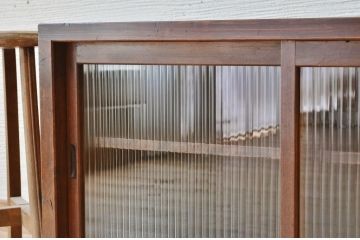 アンティーク家具　古い木のモールガラスローボード