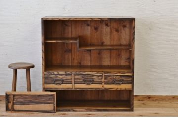 アンティーク家具　★古民具　骨董　黒柿材飾り棚(箪笥)