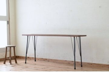 アンティーク家具　古い一枚板の鉄脚テーブル3　(机、作業台)