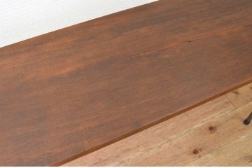 アンティーク家具　古い一枚板の鉄脚テーブル3　(机、作業台)