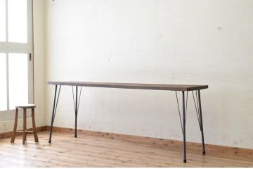 アンティーク家具　古い一枚板の鉄脚テーブル4　(机、作業台)