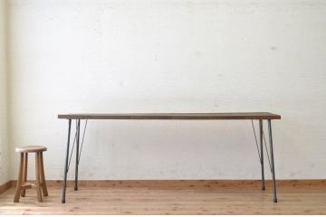 アンティーク家具　古い一枚板の鉄脚テーブル4　(机、作業台)
