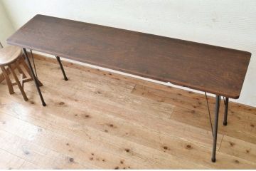 アンティーク家具　古い一枚板の鉄脚テーブル6　(机、作業台)