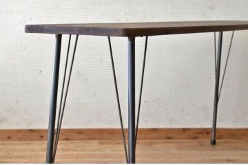 アンティーク家具　古い一枚板の鉄脚テーブル6　(机、作業台)