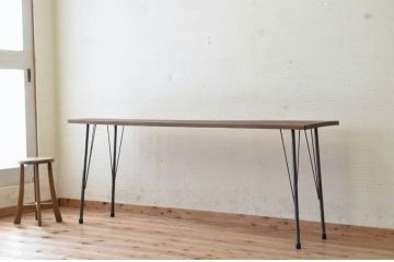 アンティーク家具　古い一枚板の鉄脚テーブル7　(机、作業台)