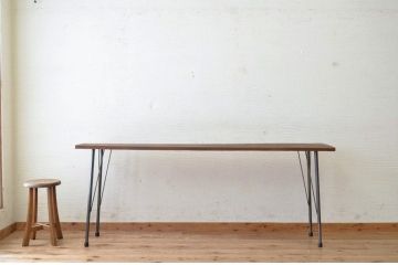 アンティーク家具　古い一枚板の鉄脚テーブル7　(机、作業台)