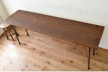 アンティーク家具　古い一枚板の鉄脚テーブル7　(机、作業台)