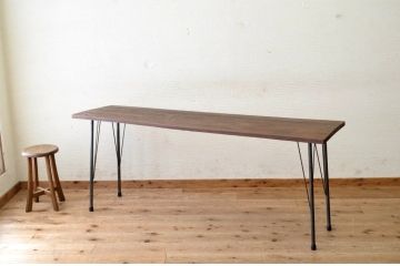 アンティーク家具　古い一枚板の鉄脚テーブル7　(机、作業台)