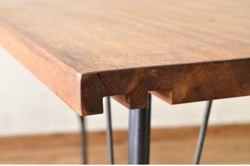 アンティーク家具　古い一枚板の鉄脚テーブル11　(机、作業台)