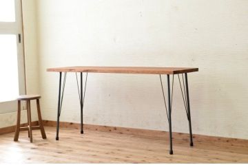 アンティーク家具　古い一枚板の鉄脚テーブル12　(机、作業台)