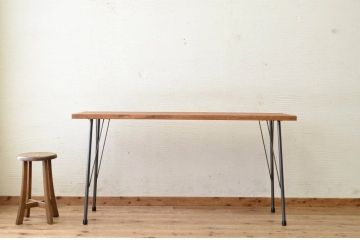 アンティーク家具　古い一枚板の鉄脚テーブル12　(机、作業台)
