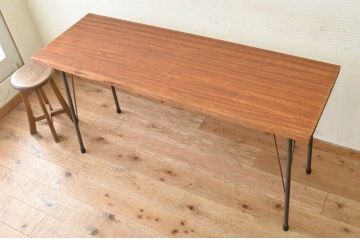 アンティーク家具　古い一枚板の鉄脚テーブル12　(机、作業台)