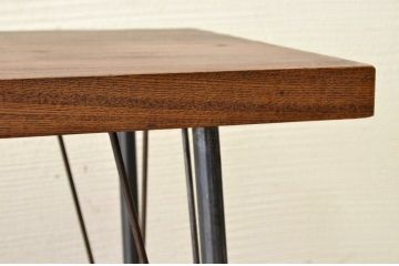 アンティーク家具　古い欅材一枚板の鉄脚テーブル13　(机、作業台)