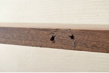 アンティーク家具　古い欅材一枚板の鉄脚テーブル13　(机、作業台)