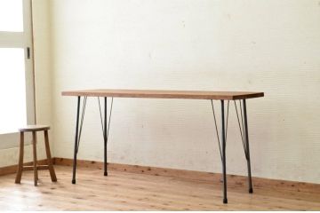 アンティーク家具　古い一枚板の鉄脚テーブル14　(机、作業台)