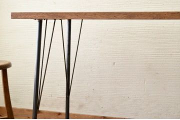 アンティーク家具　古い一枚板の鉄脚テーブル14　(机、作業台)
