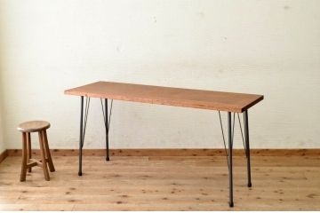 アンティーク家具　古い一枚板の鉄脚テーブル14　(机、作業台)