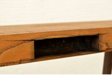 アンティーク家具　古い欅材の一枚板の鉄脚アンティークベンチ1　(長椅子)