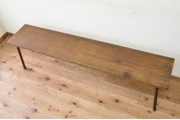 アンティーク家具　古い一枚板の鉄脚アンティークベンチ4　(長椅子)