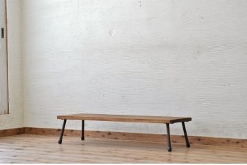 アンティーク家具　天板一枚板鉄脚アンティークローテーブル1(机、在宅ワーク、在宅用デスク)