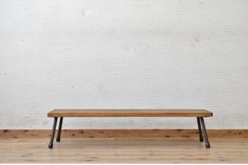 アンティーク家具　天板一枚板鉄脚アンティークローテーブル1(机、在宅ワーク、在宅用デスク)