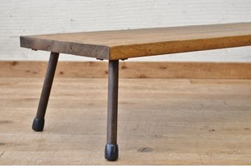 アンティーク家具　天板一枚板鉄脚アンティークローテーブル1(机、在宅ワーク、在宅用デスク)