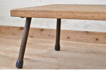 アンティーク家具　天板一枚板鉄脚アンティークローテーブル1(机、在宅ワーク、在宅用デスク)