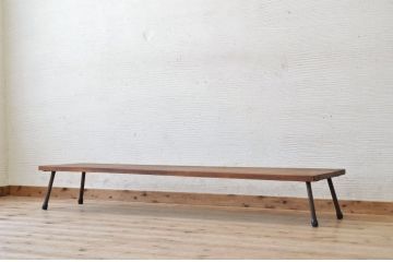 アンティーク家具　★天板一枚板鉄脚アンティークローテーブル7(机)
