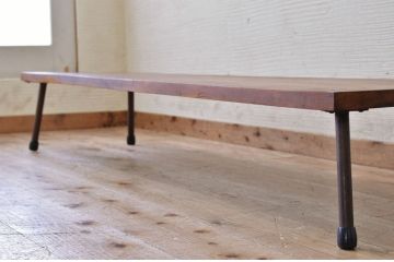 アンティーク家具　★天板一枚板鉄脚アンティークローテーブル7(机)