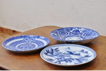 大正〜昭和初期　古い皿3枚セット　磁器