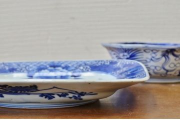 明治〜大正　角皿・鉢2点セット