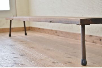アンティーク家具　★天板一枚板鉄脚アンティークローテーブル11(机)