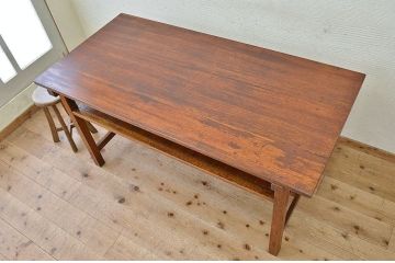 アンティーク家具　古い木のシンプルなアンティーク作業台(テーブル)