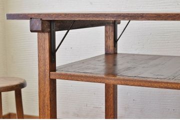 アンティーク家具　古い木のシンプルなアンティーク作業台(テーブル)