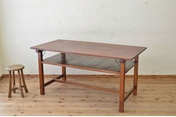 アンティーク家具　古い木のシンプルなアンティーク作業台(テーブル)