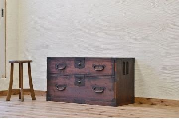 アンティーク家具　古民具　古いお家の時代箪笥ローボード