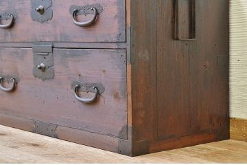 アンティーク家具　古民具　古いお家の時代箪笥ローボード