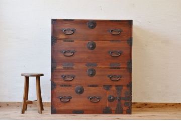 アンティーク家具　☆古民具　味のある二段重ね時代箪笥2