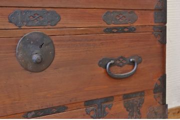 アンティーク家具　☆古民具　味のある二段重ね時代箪笥2