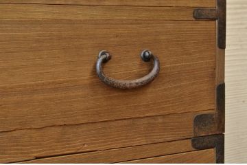☆美品!古い木味の二段重ね五丁引き時代箪笥