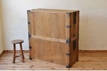 ☆美品!古い木味の二段重ね五丁引き時代箪笥