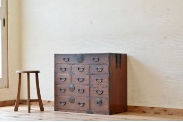 アンティーク家具　古民具　骨董　珍しいデザインのアンティーク小箪笥