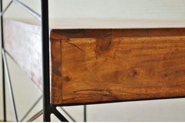 中古　チーク無垢材とアイアンのテーブル1　(机)
